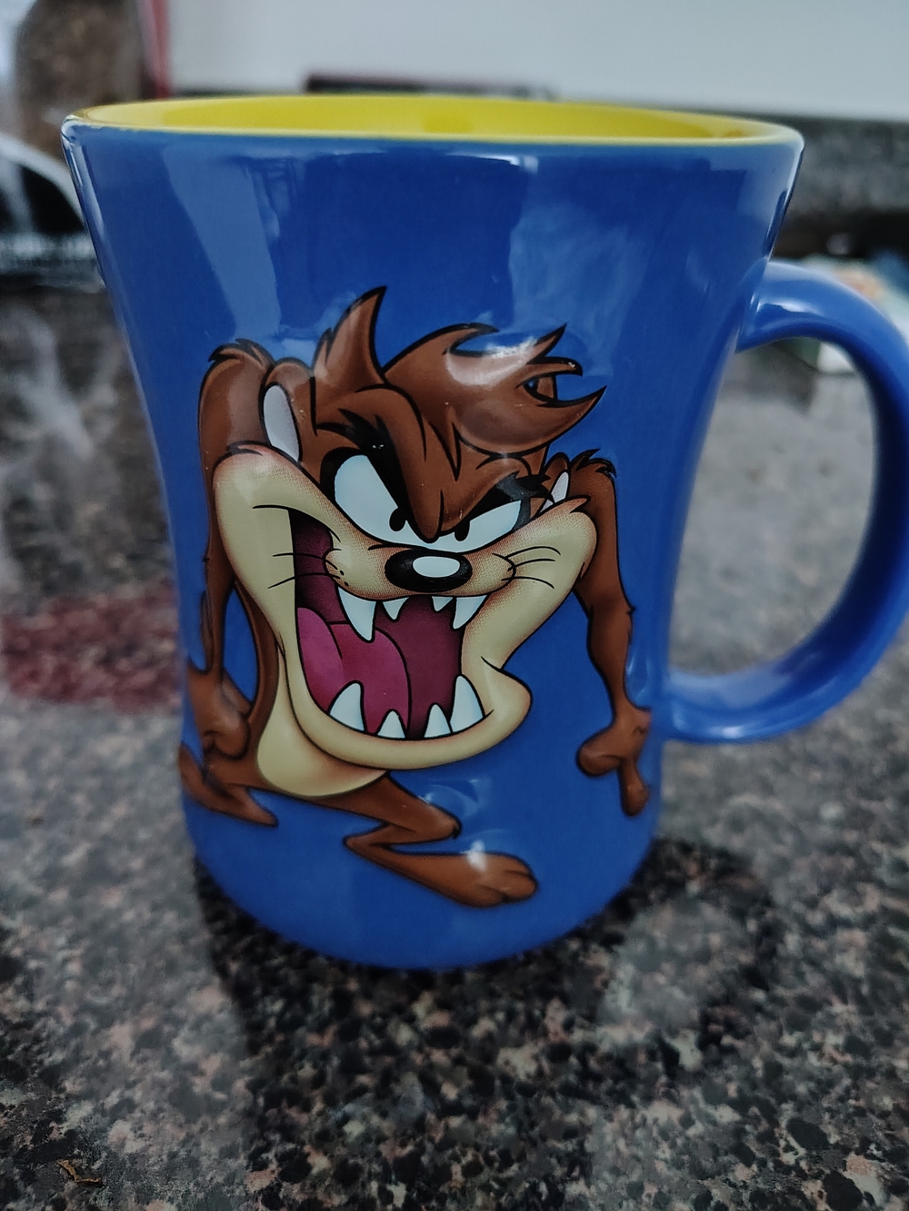 Warner Bros. Taz Ceramic Mug - Blue Exterior with Yellow Interior